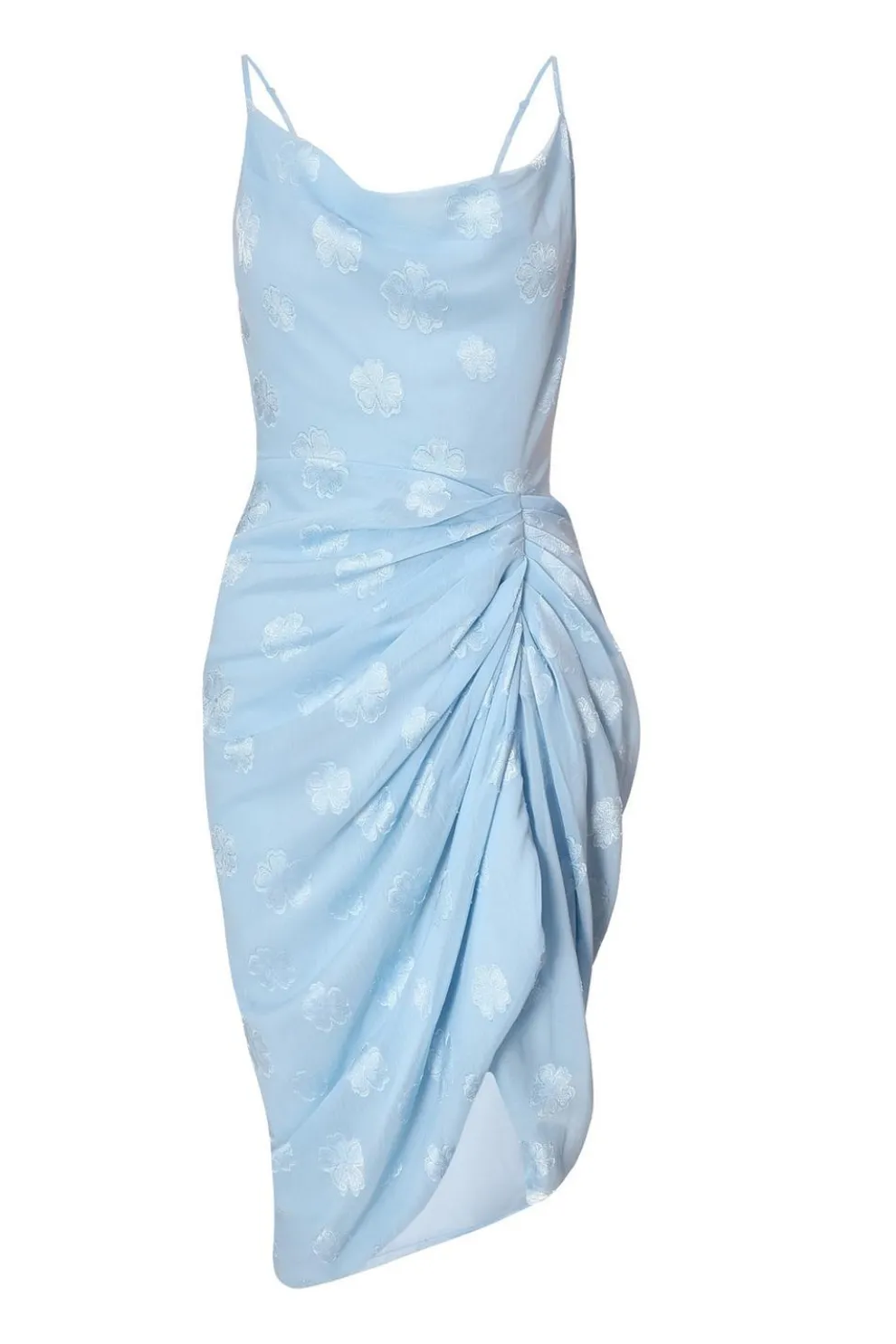 Petite Blue Chiffon Floral Midi Dress