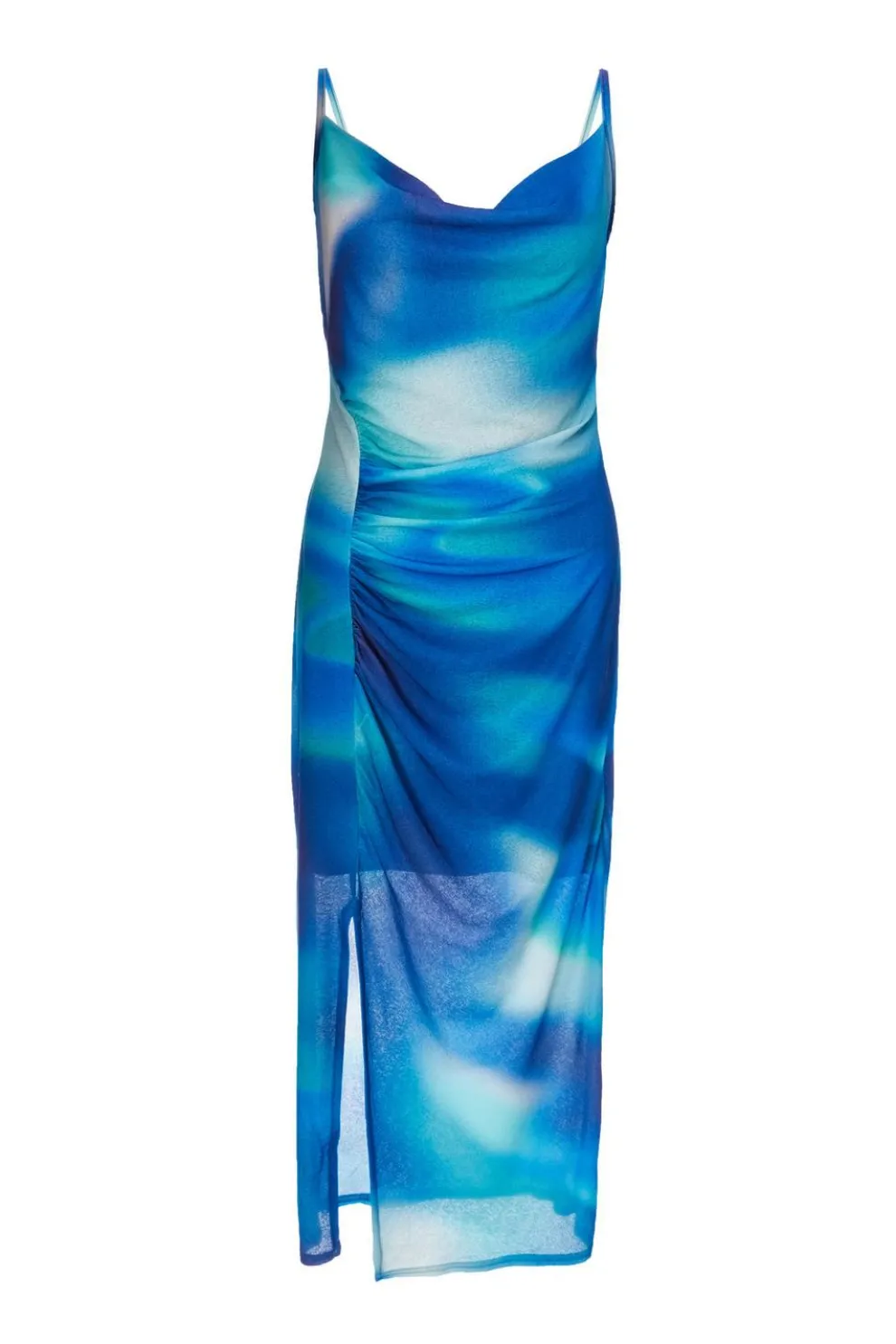 Petite Blue Cowl Neck Midi Dress