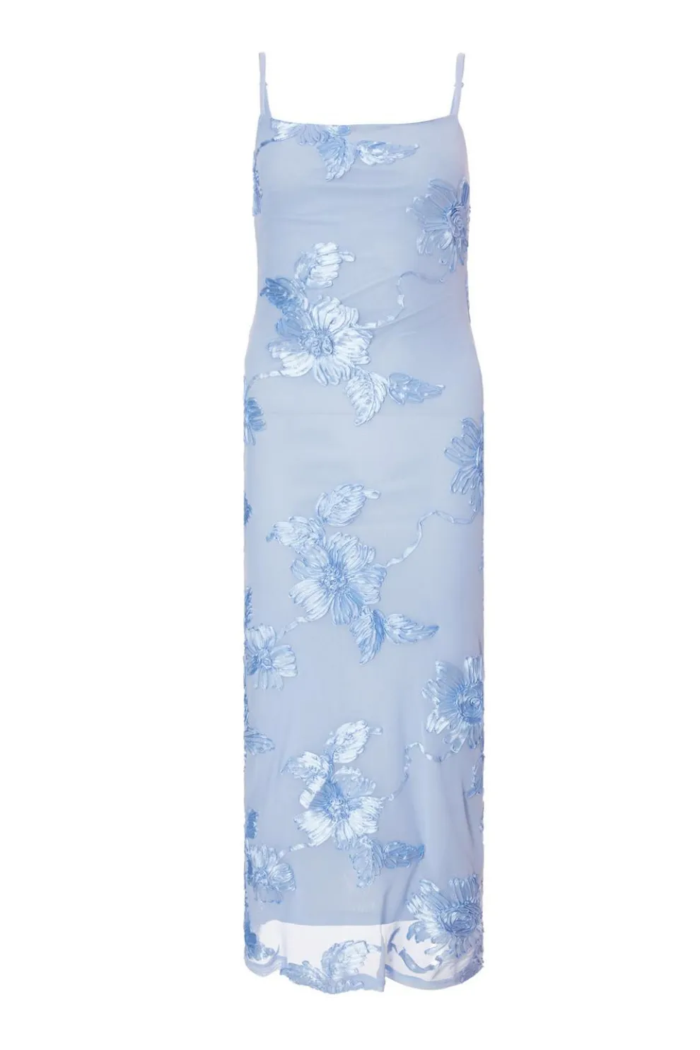 Petite Blue Floral Applique Midaxi Dress