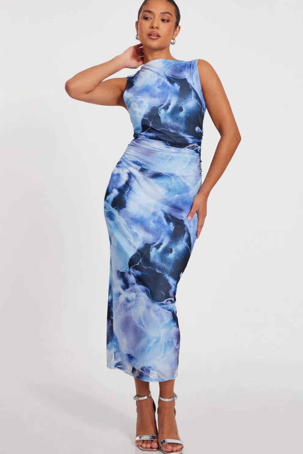 Petite Blue Printed Midaxi Dress