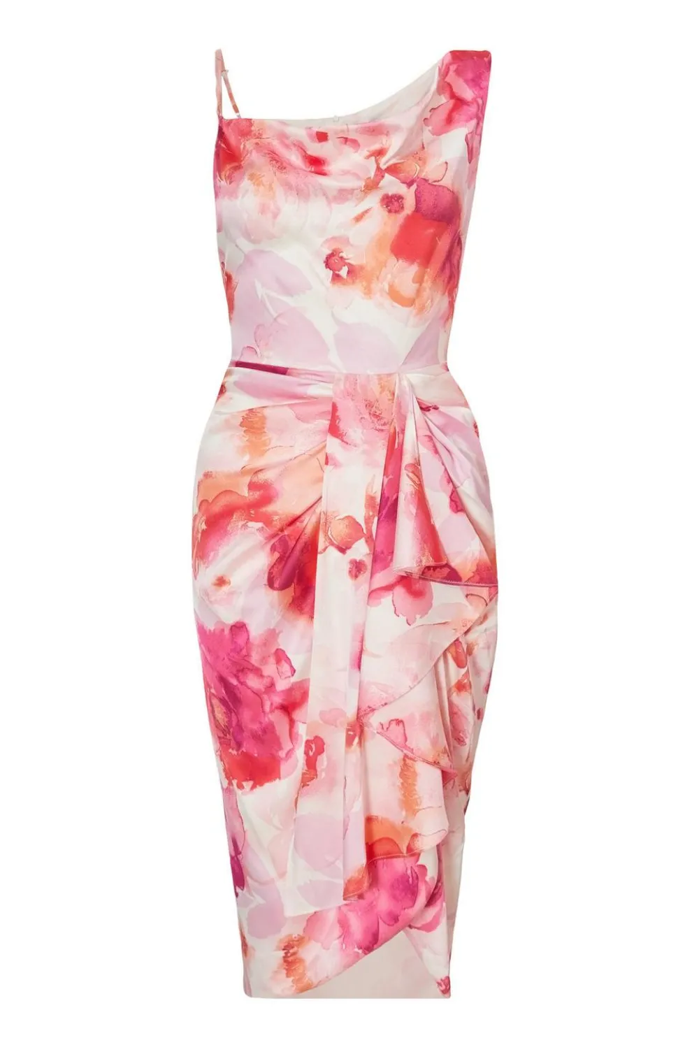 Petite Blush Floral Print Midi Dress