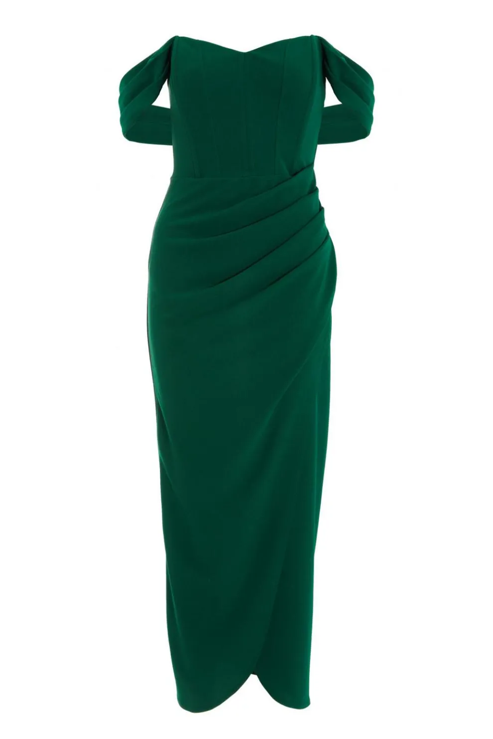 Petite Bottle Green Bardot Maxi Dress