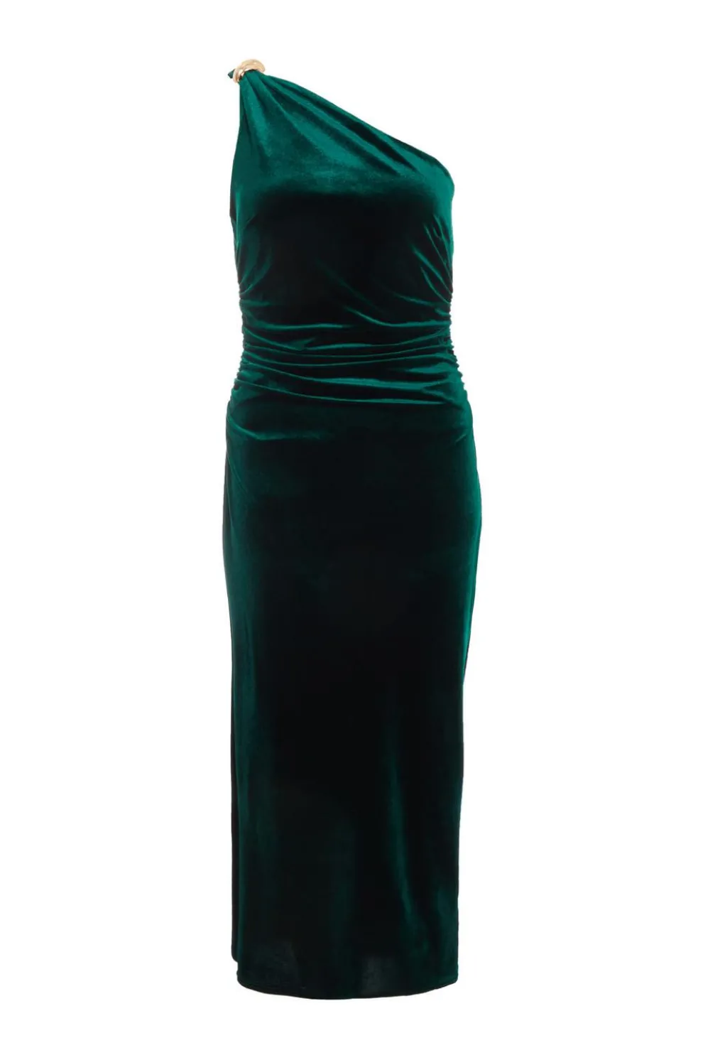 Petite Bottle Green Velvet Midaxi Dress
