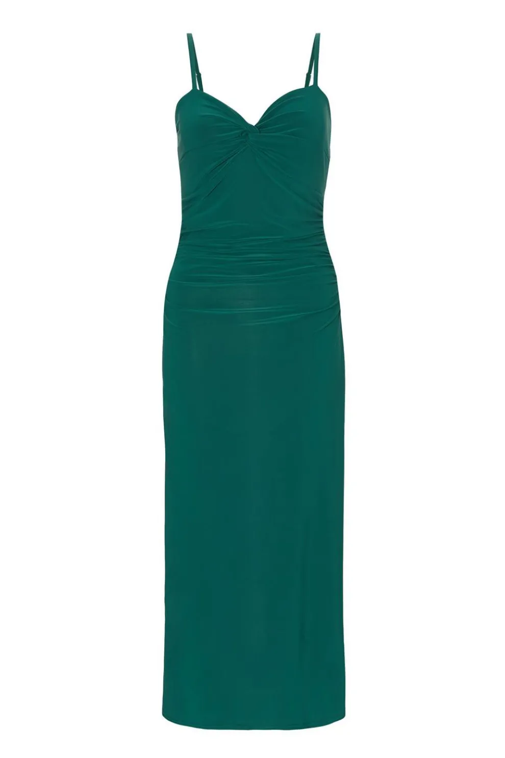 Petite Bottle Green Knot Detail Midaxi Dress