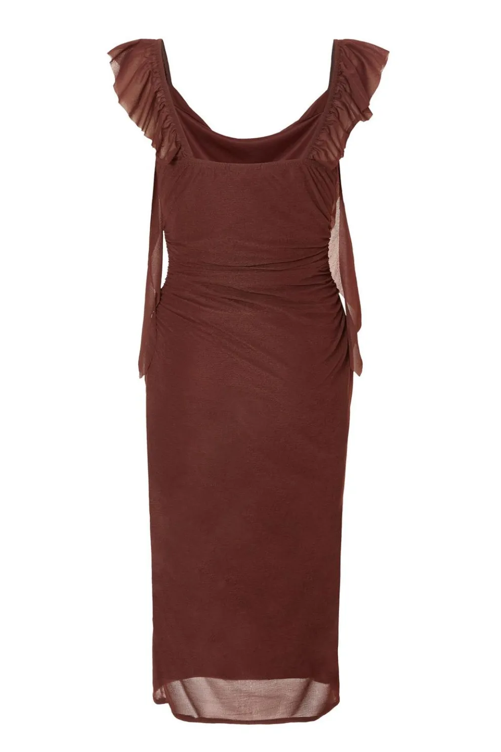 Petite Brown Frill Midi Dress
