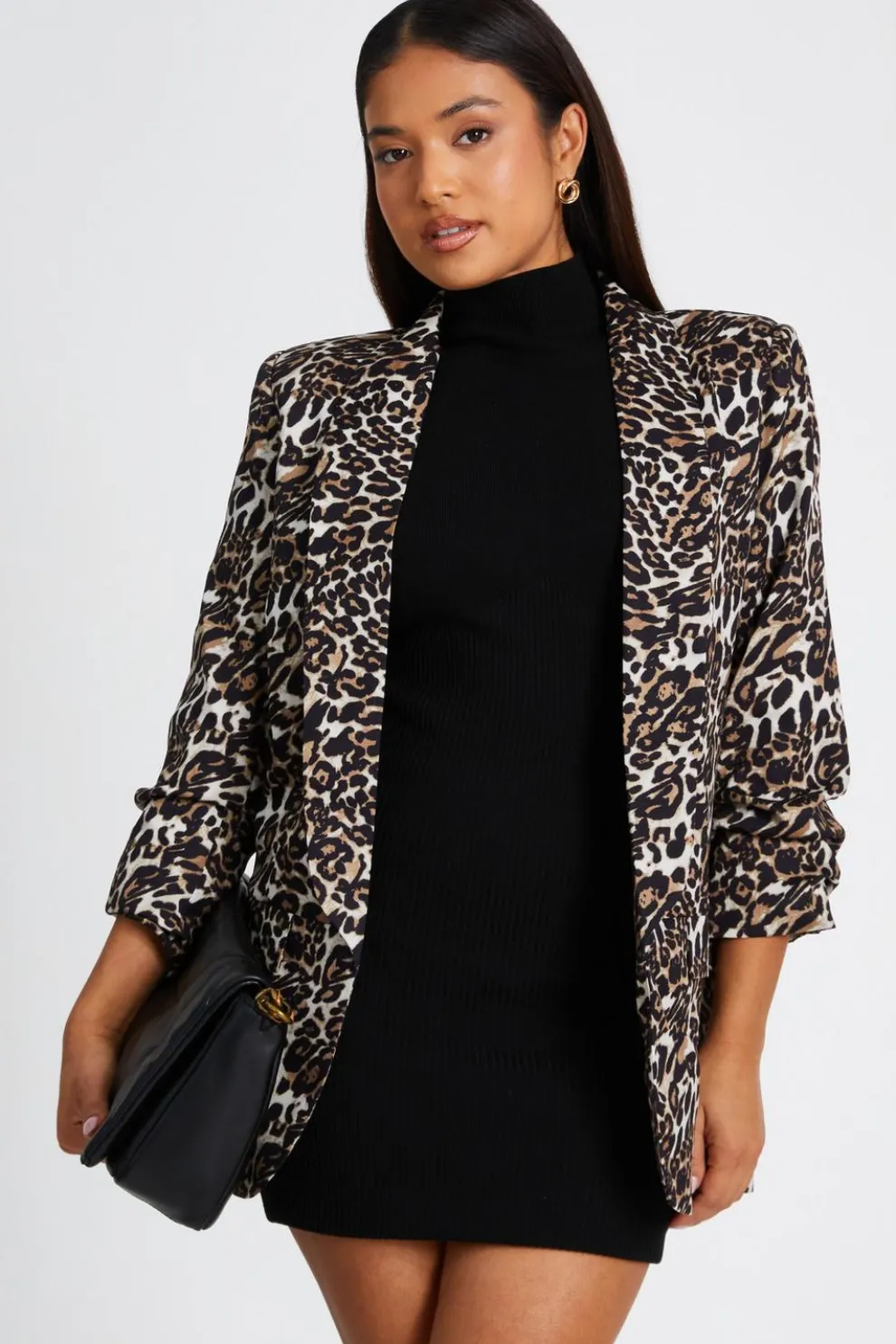 Petite Brown Leopard Print Blazer