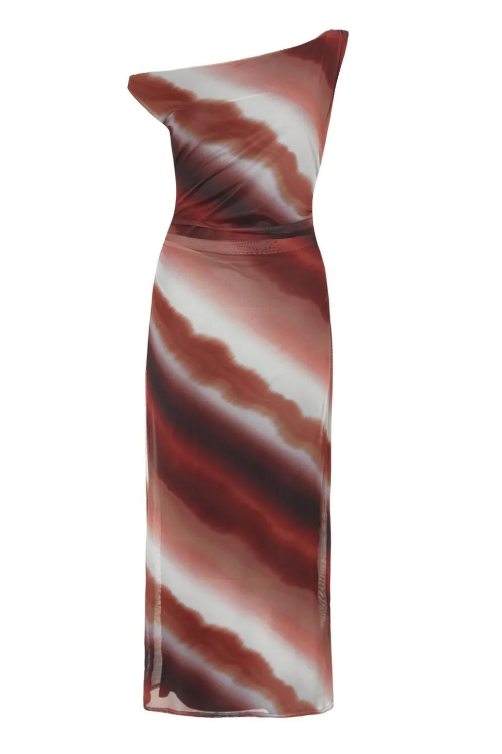 Petite Brown Mesh Ombre Midaxi Dress