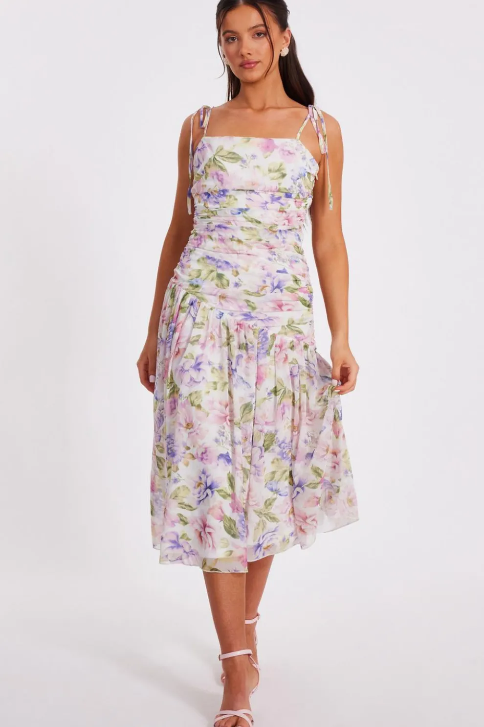 Petite Chiffon Floral Midi Dress