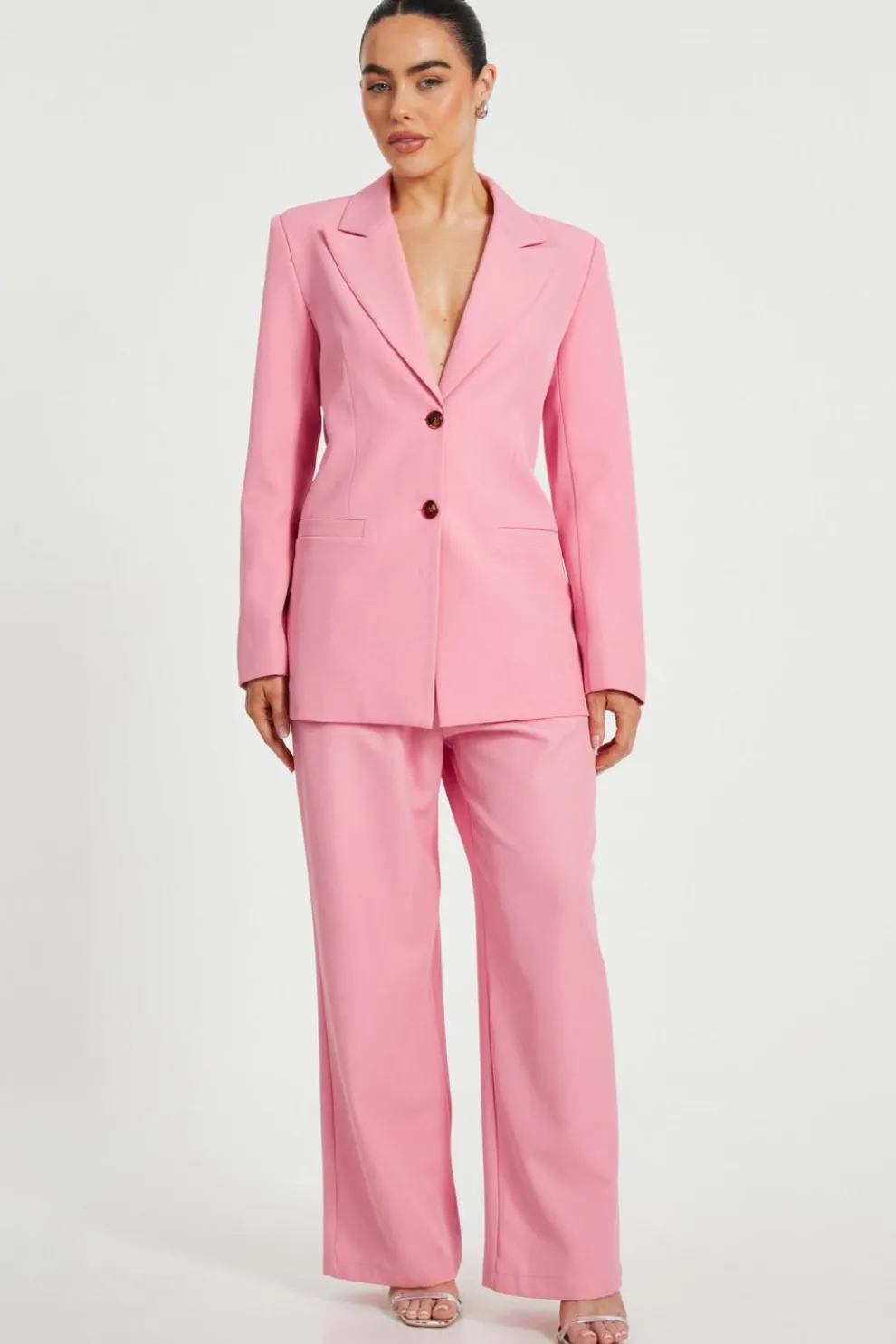 Petite Coral Wide Leg Tailored Trousers