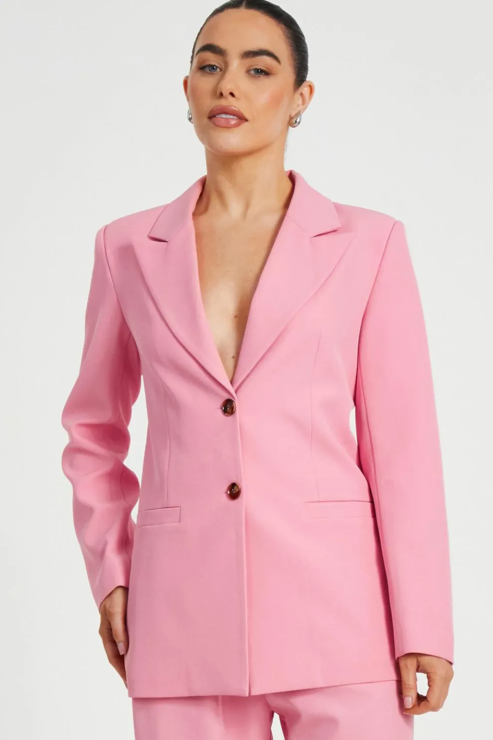 Petite Coral Woven Long Sleeve Blazer