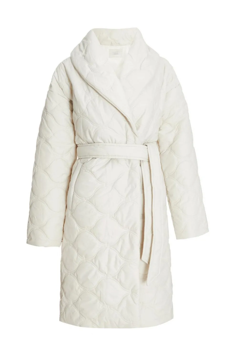 Petite Cream Quilted Long Line Coat