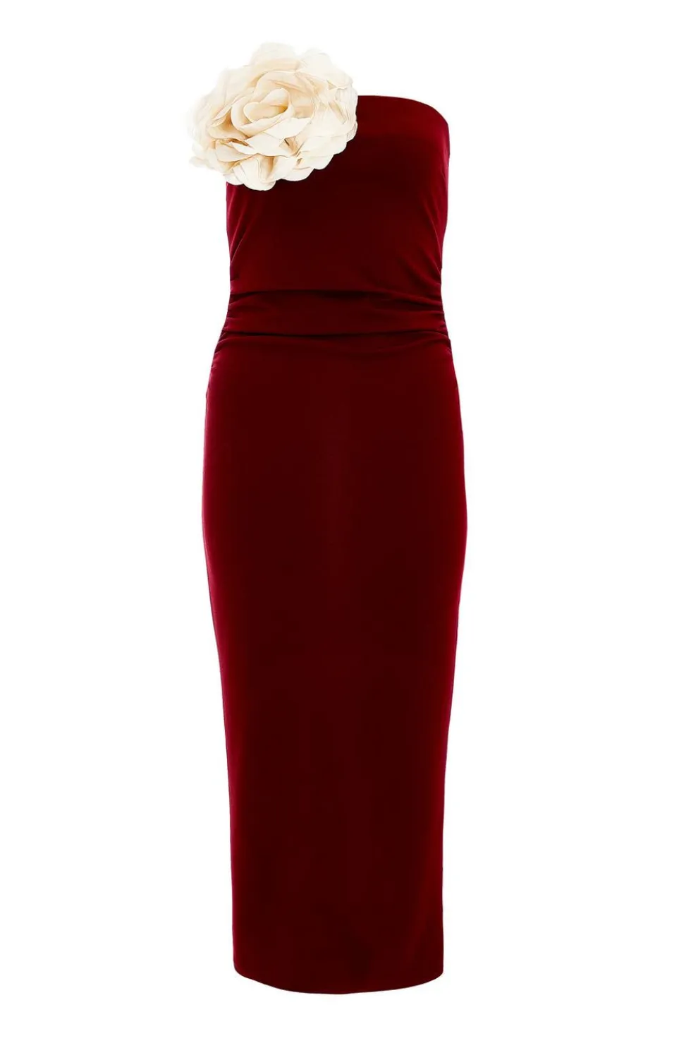 Petite Dark Red Corsage Midaxi Dress
