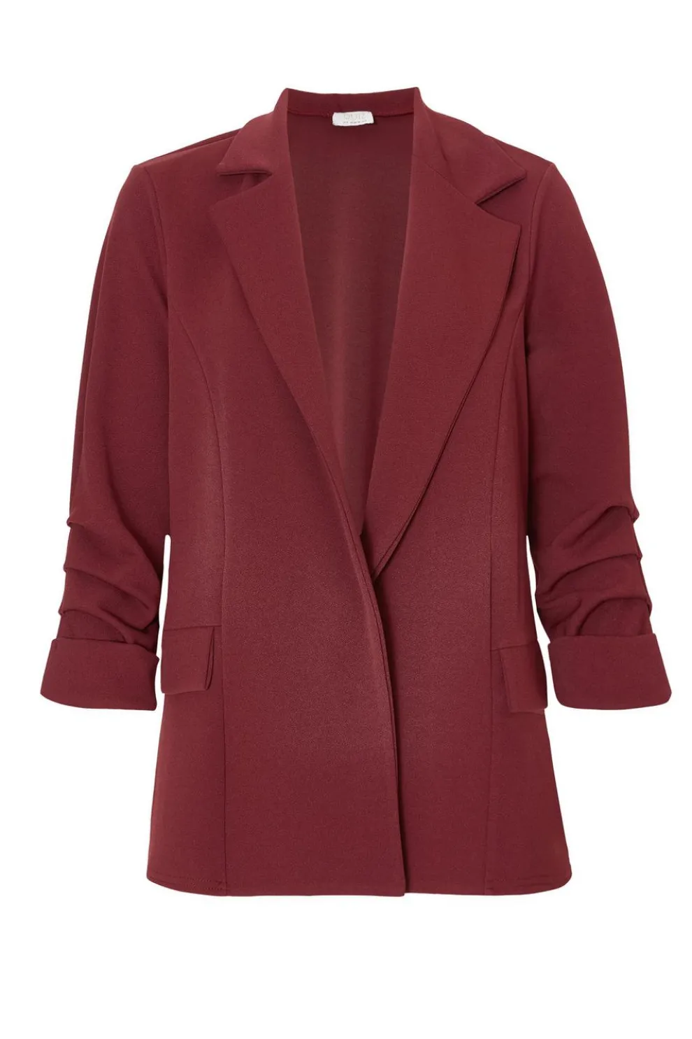 Petite Dark Red Ruched Sleeve Blazer