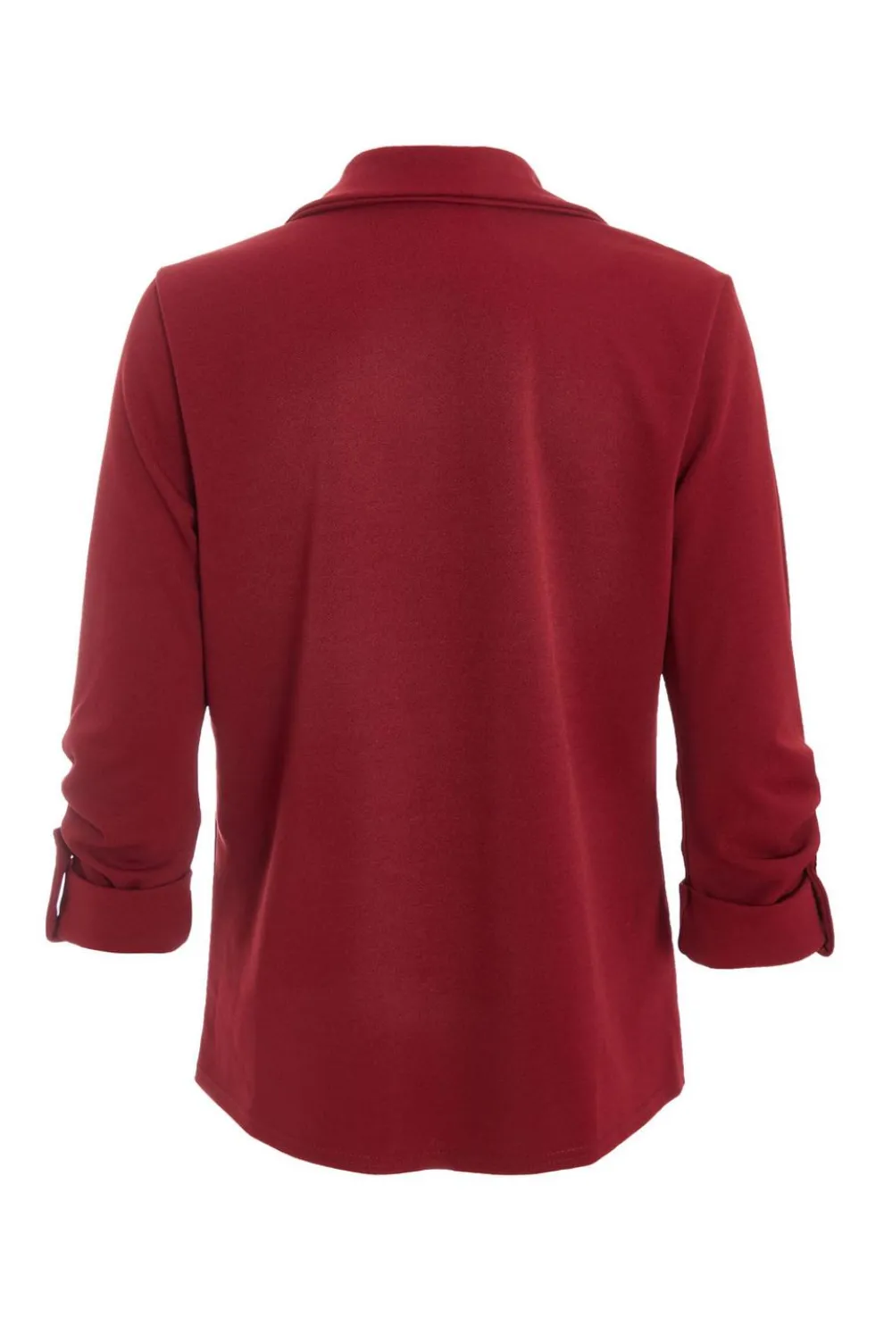 Petite Dark Red Ruched Sleeve Blazer