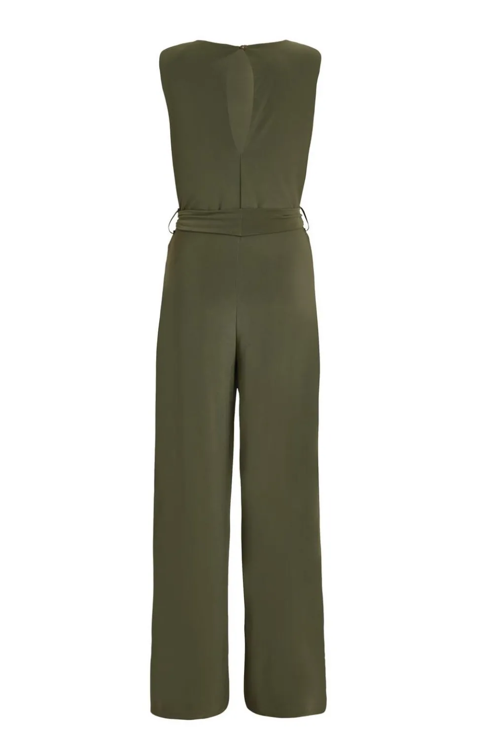 Petite Khaki Tie Waist Jumpsuit