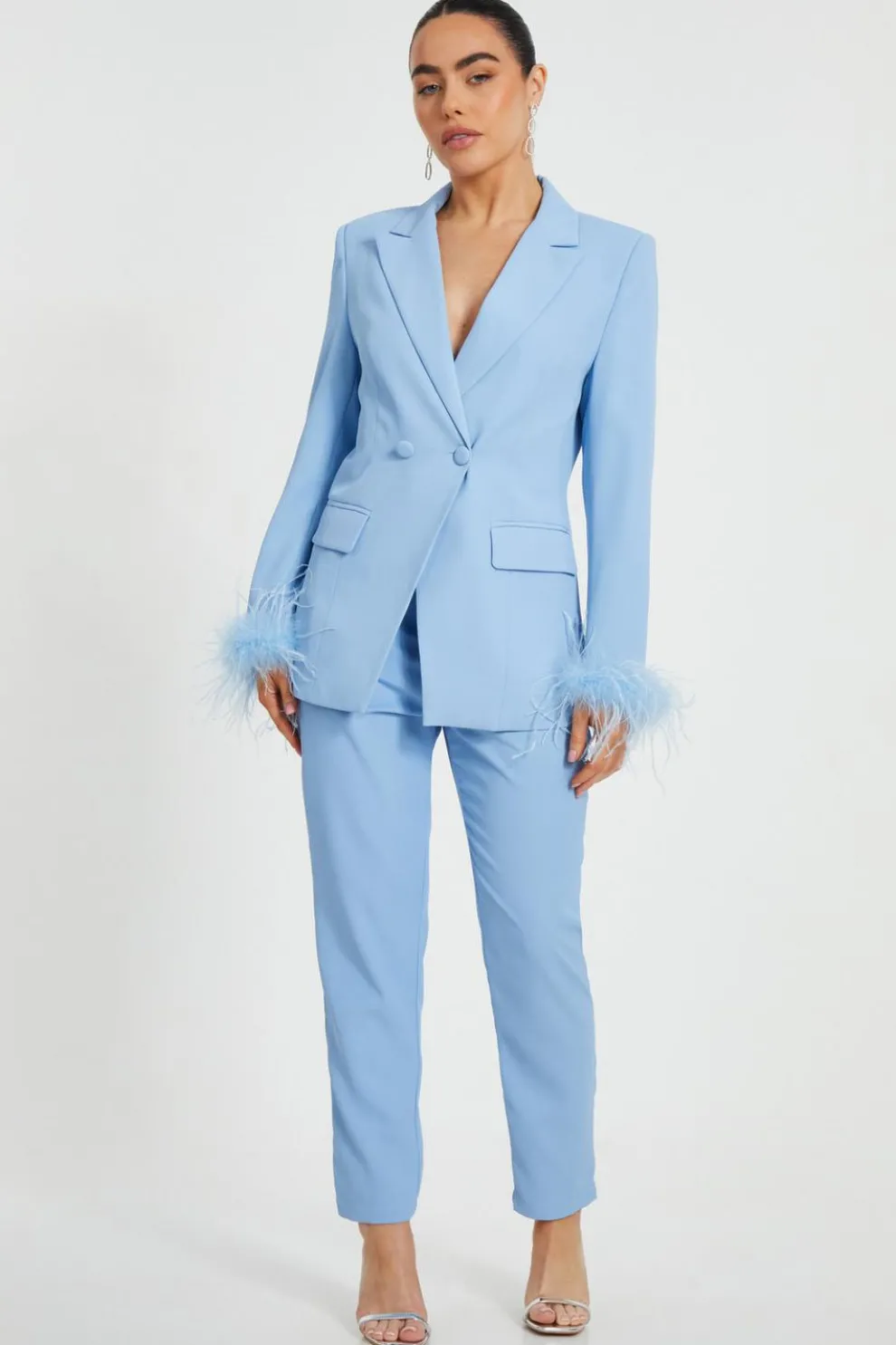 Petite Light Blue Tailored Trousers