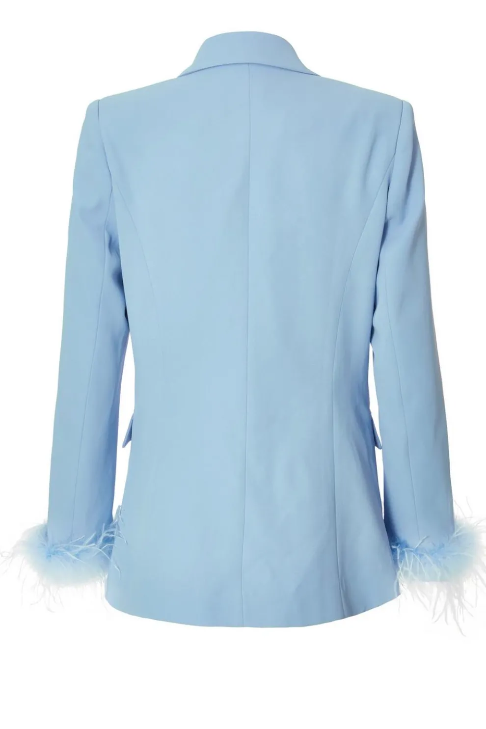 Petite Light Blue Feather Trim Blazer