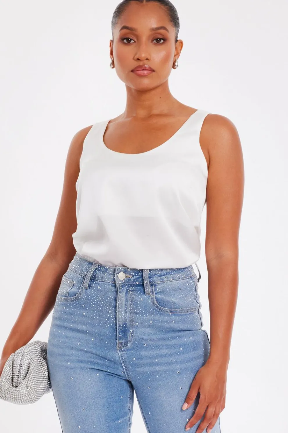 Petite Light Denim Embellished Jeans