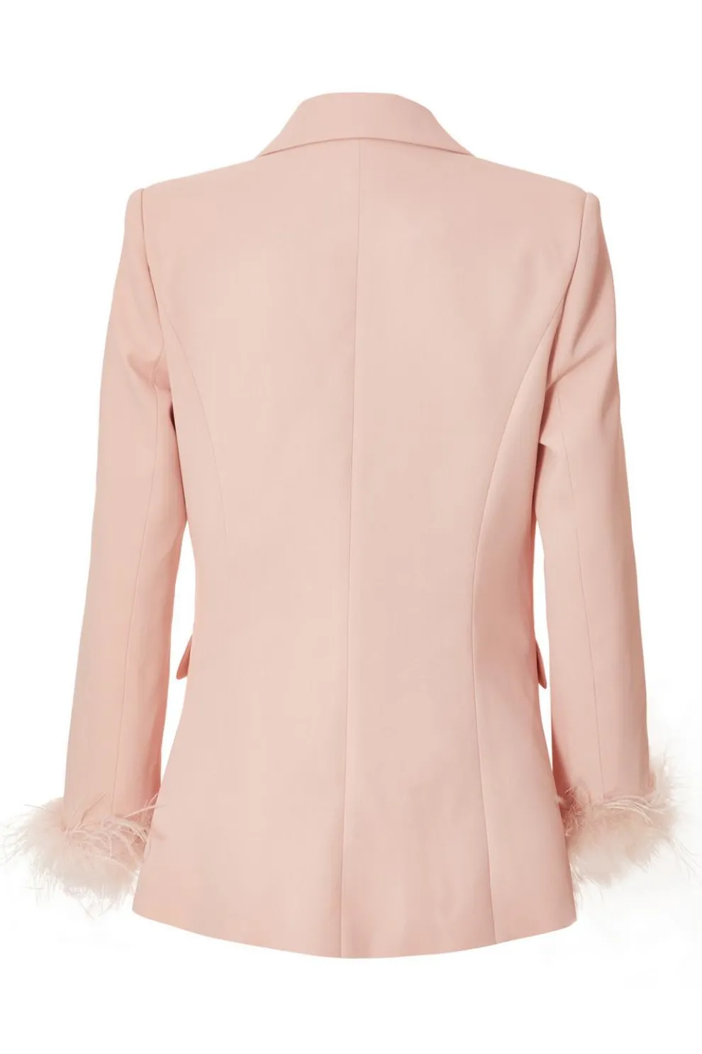 Petite Light Pink Feather Trim Blazer