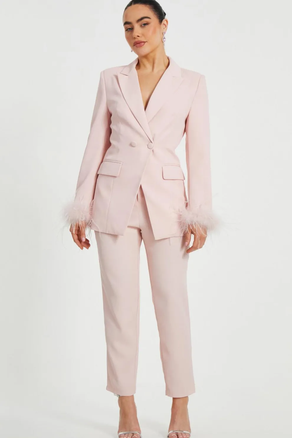 Petite Light Pink Tailored Trousers