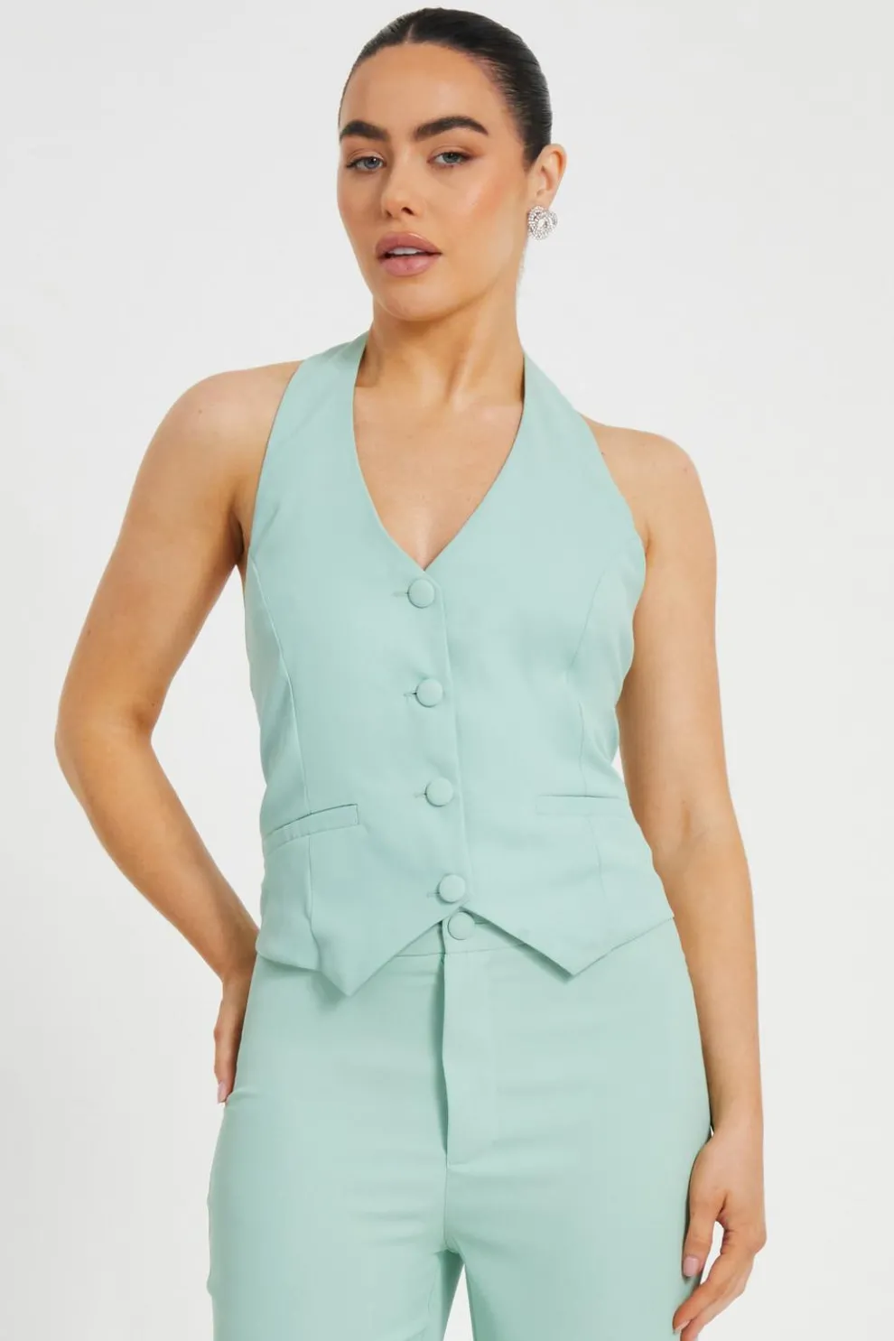 Petite Mint Tailored Waistcoat