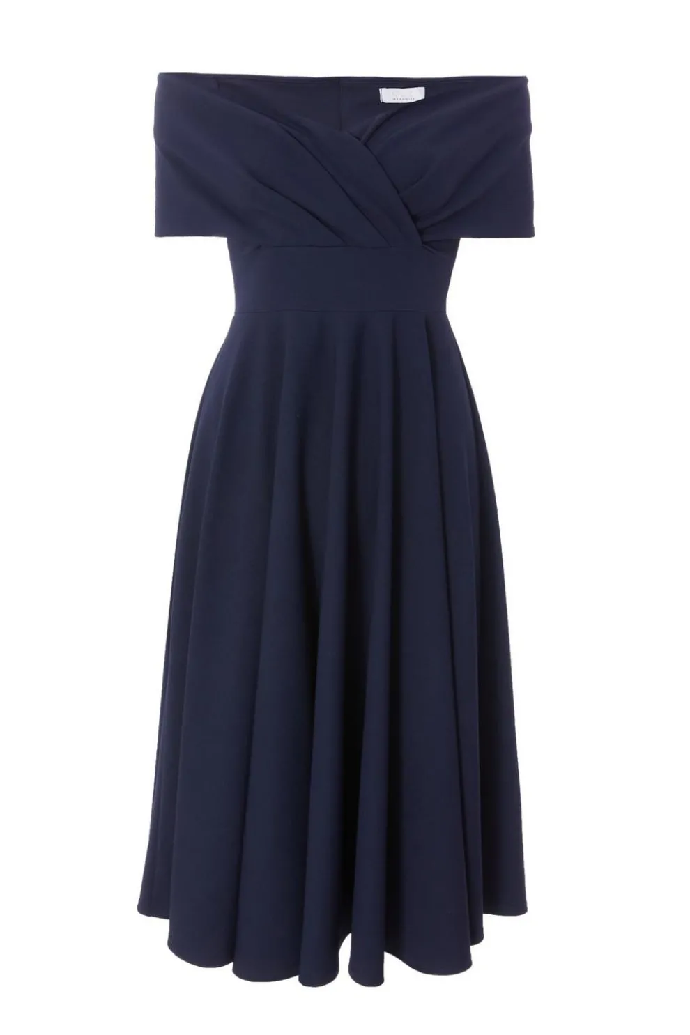 Petite Navy Bardot Midi Dress