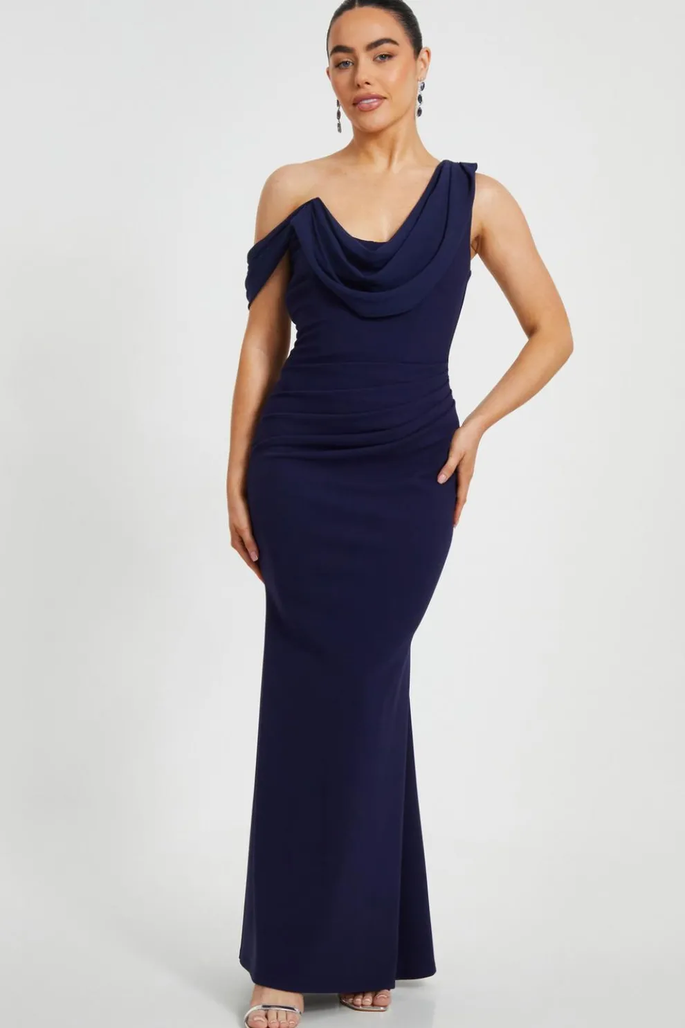 Petite Navy Drop Sleeve Maxi Dress