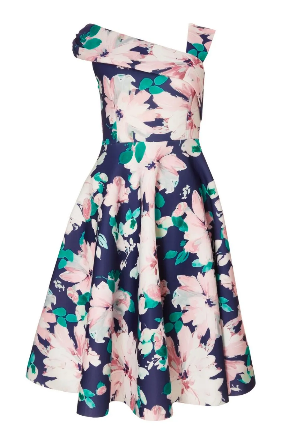 Petite Navy Floral Print Skater Dress