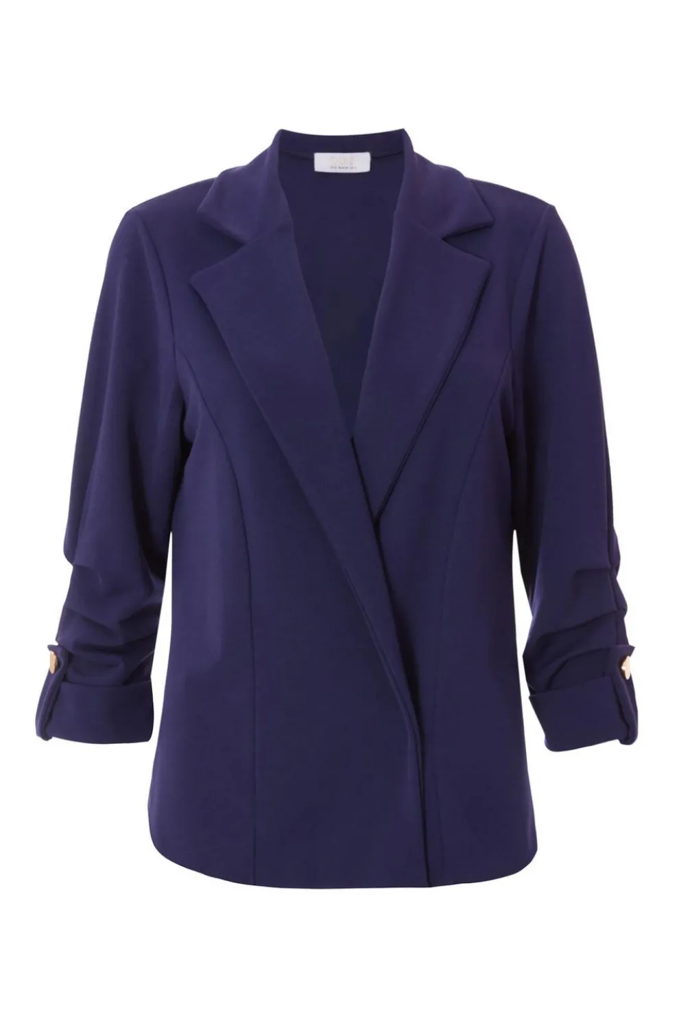 Petite Navy Ruched Sleeve Blazer
