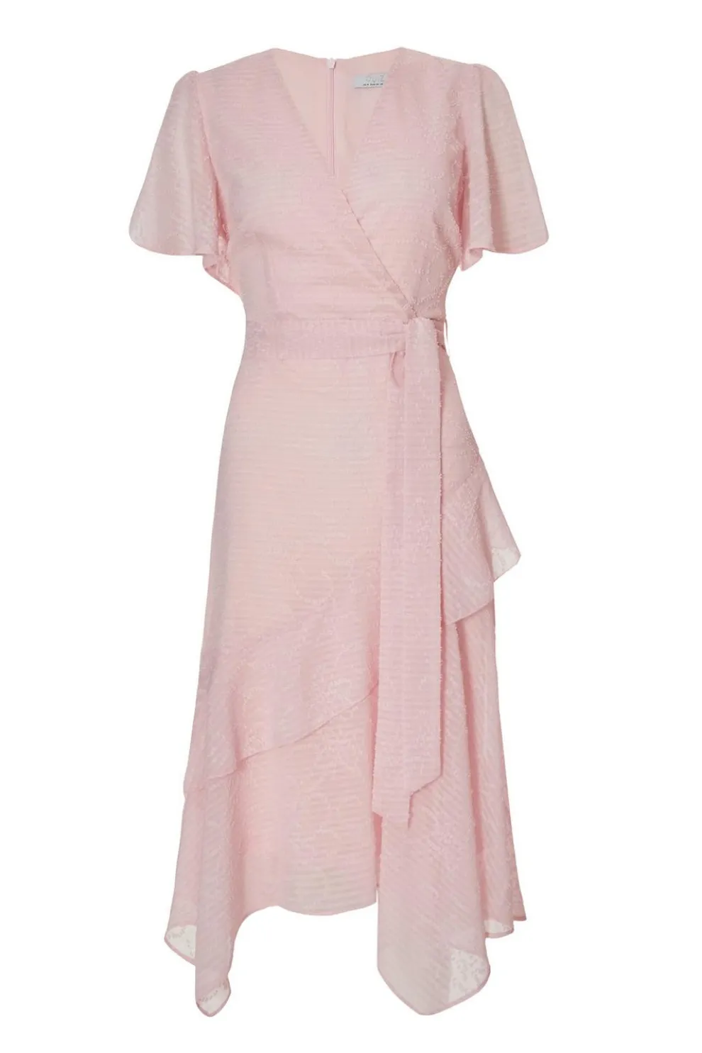 Petite Pale Pink Textured Chiffon Midi Dress