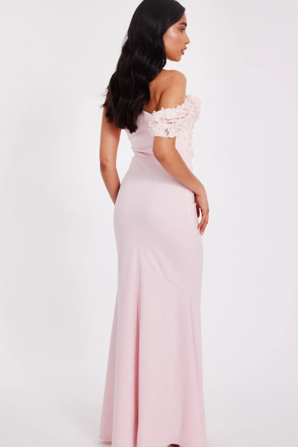 Petite Pink Floral Drop Sleeve Maxi Dress