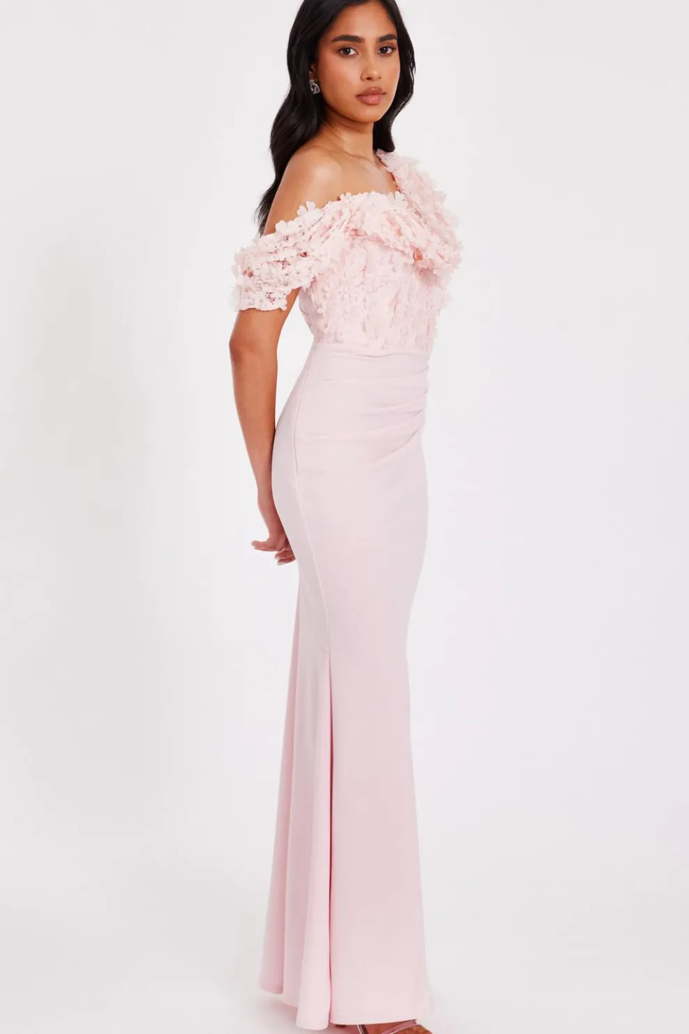 Petite Pink Floral Drop Sleeve Maxi Dress