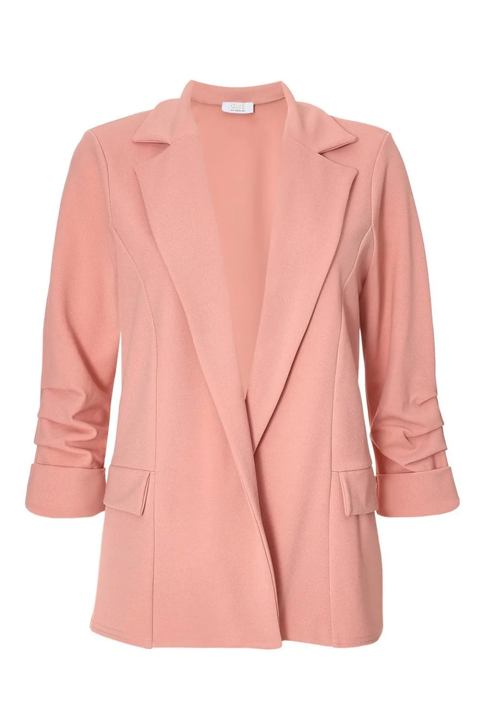 Petite Pink Ruched Sleeve Blazer