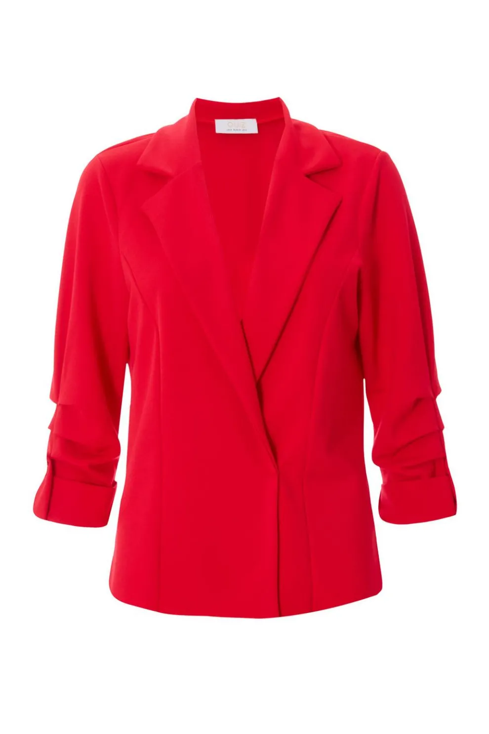 Petite Red Ruched Sleeve Blazer
