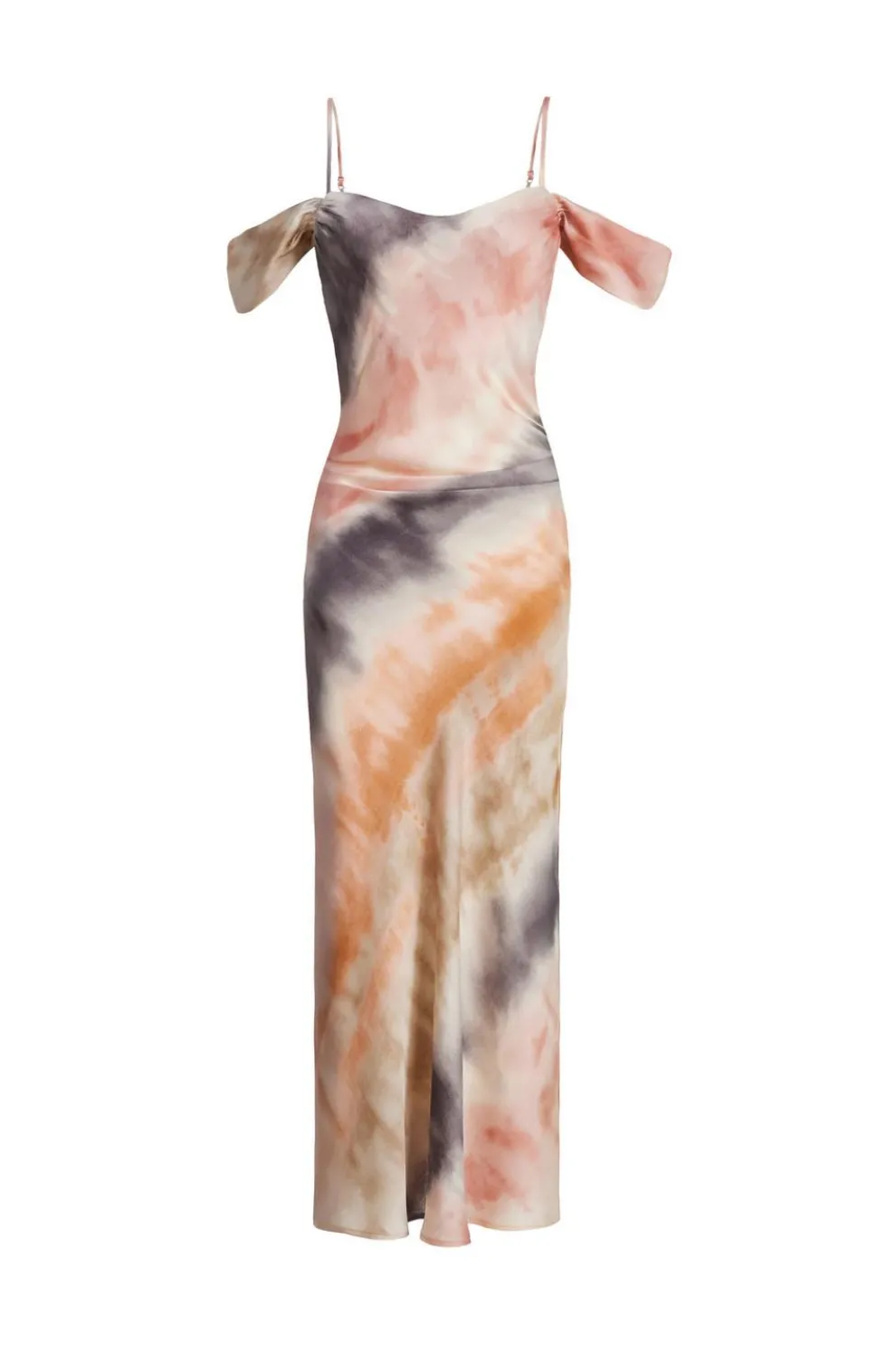 Petite Satin Marble Print Midaxi Dress