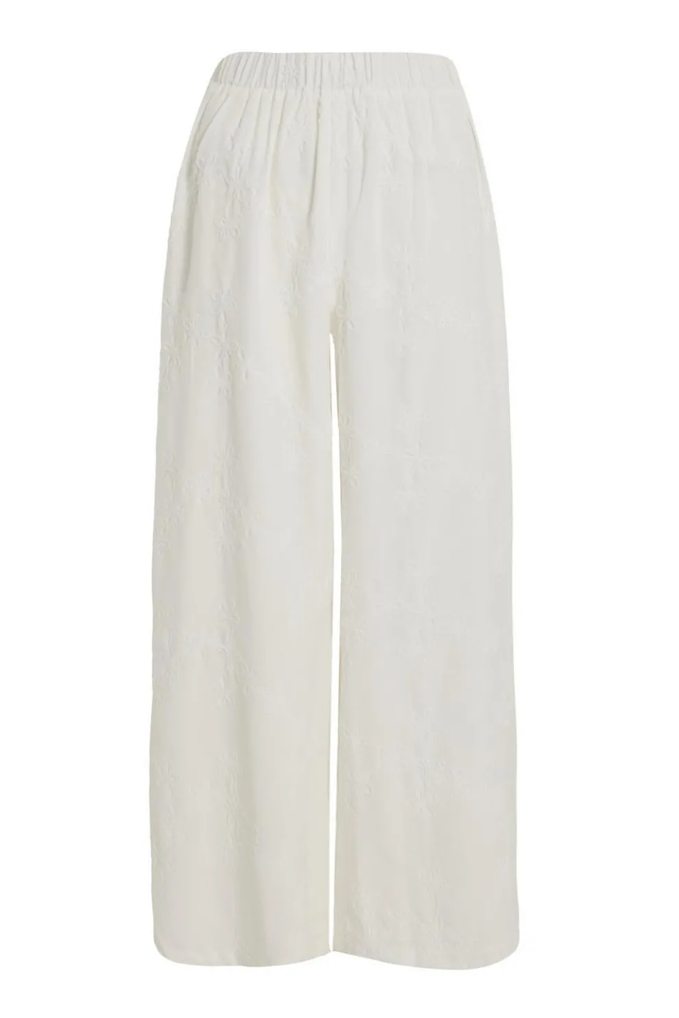 Petite White Embroidered Trousers