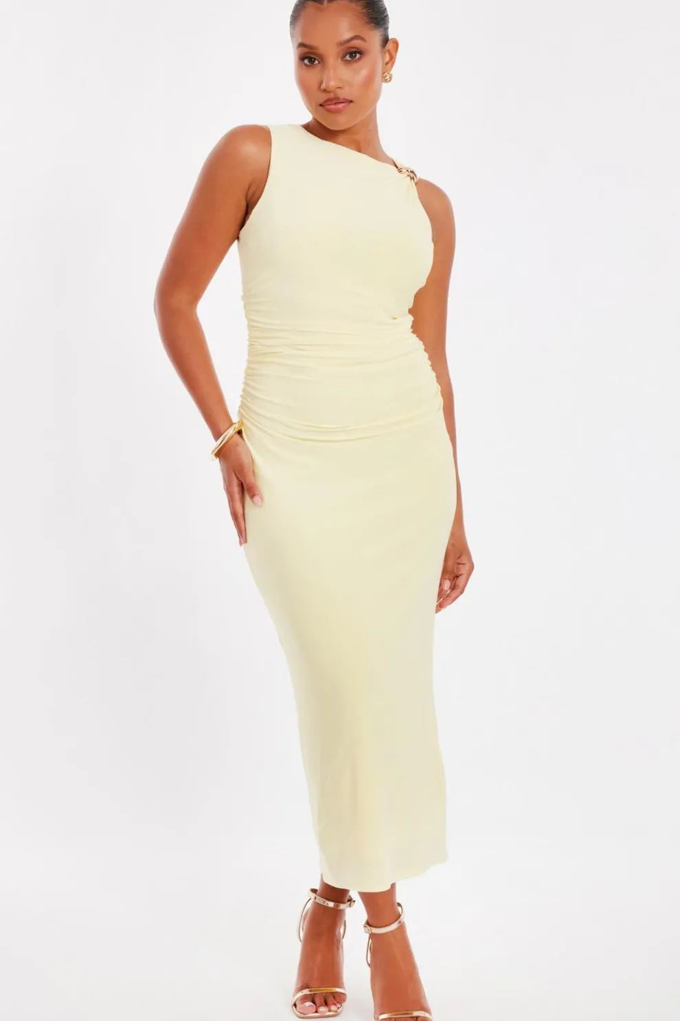 Petite Yellow Gold Buckle Midaxi Dress
