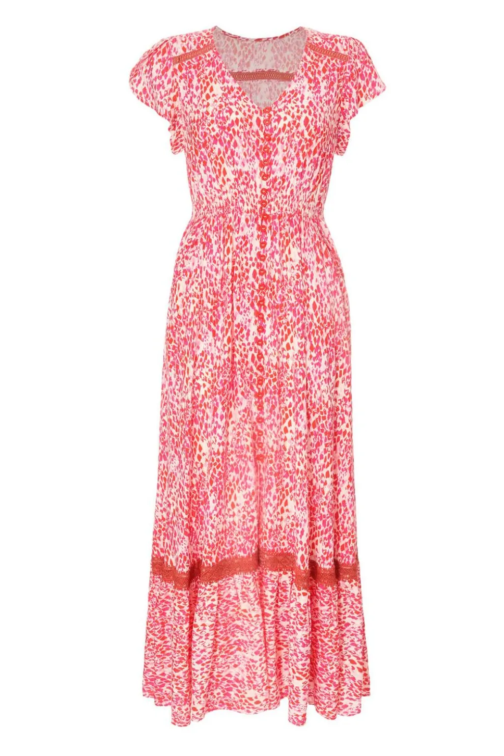 Pink Animal Print Midaxi Dress