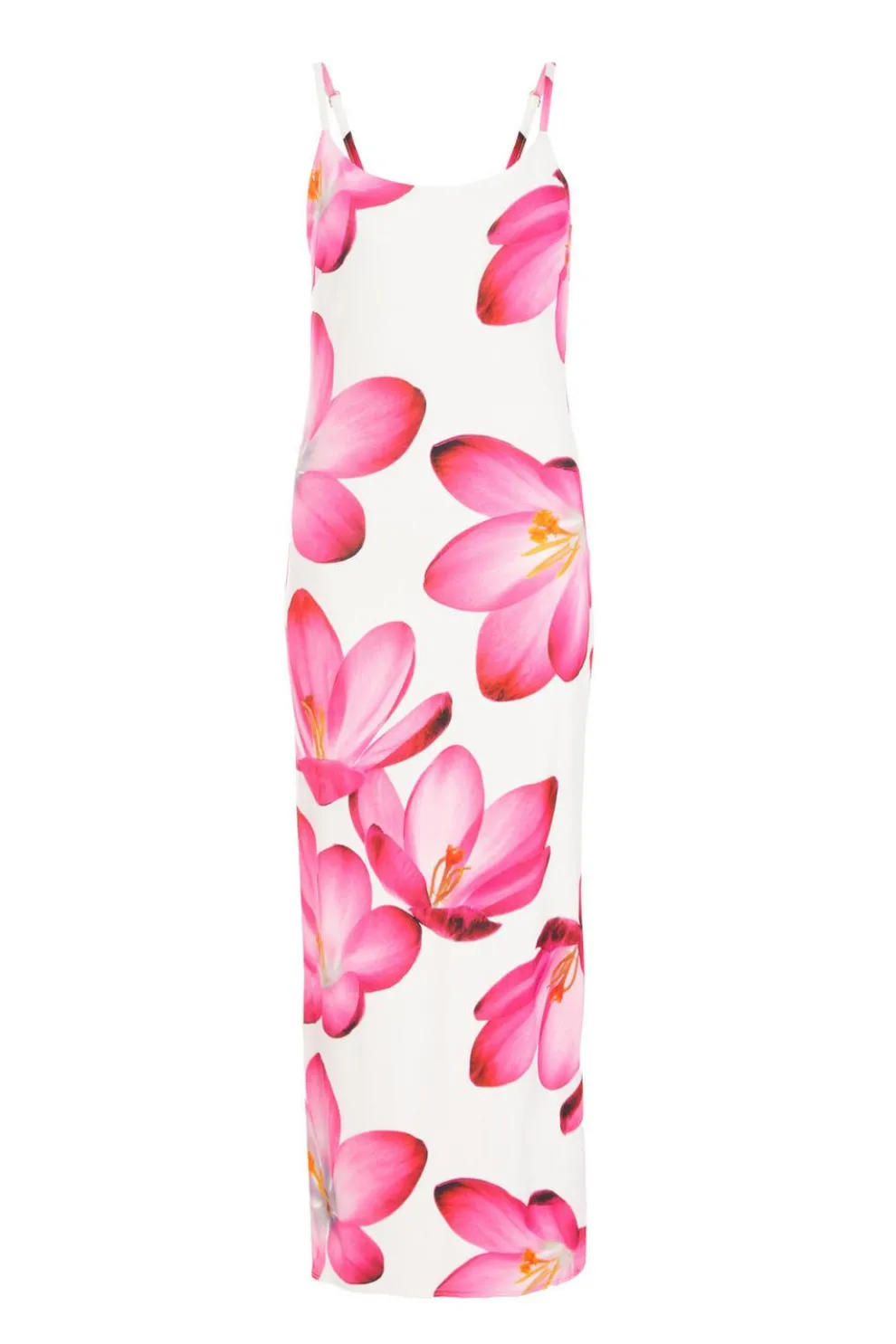 Pink Bold Floral Print Bodycon Maxi Dress