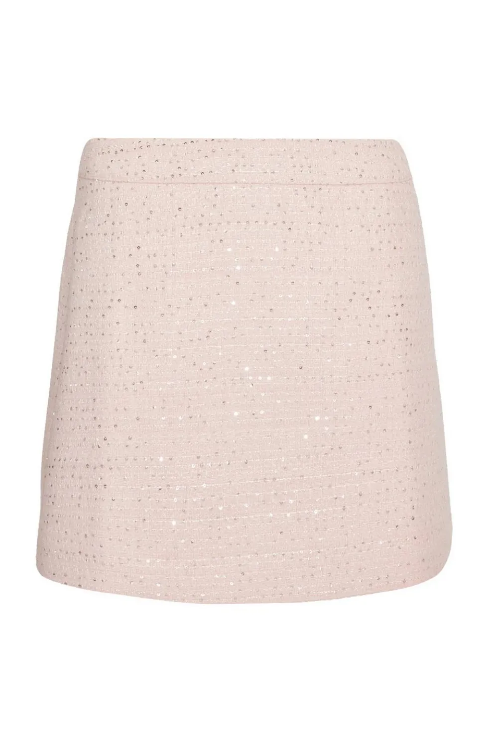 Pink Boucle Sequin Mini Skirt