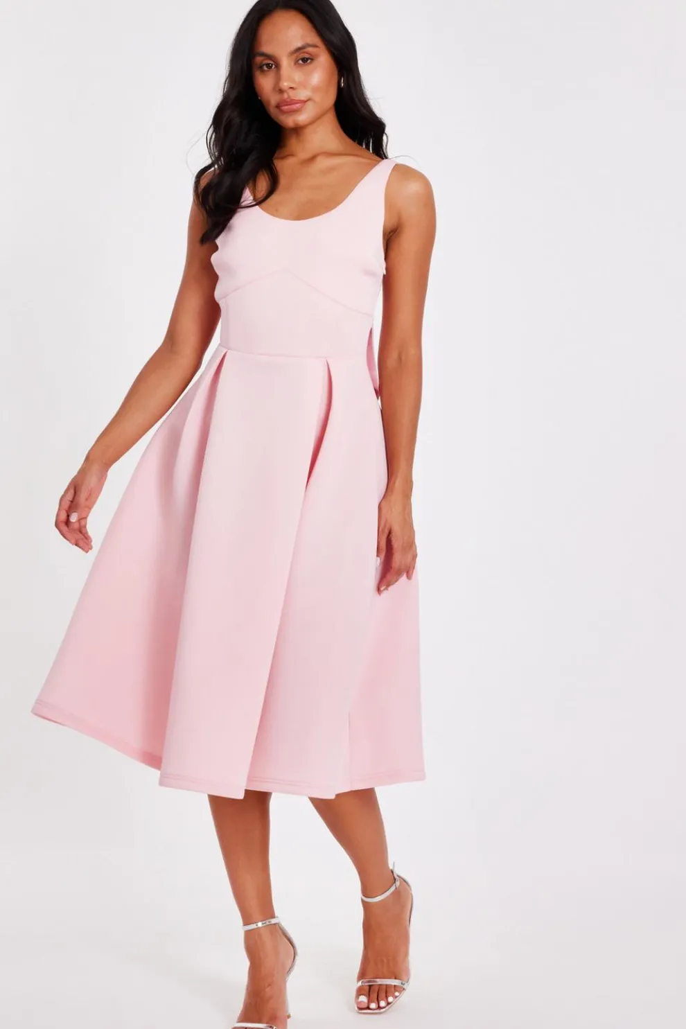 Pink Bow Back Midi Dress
