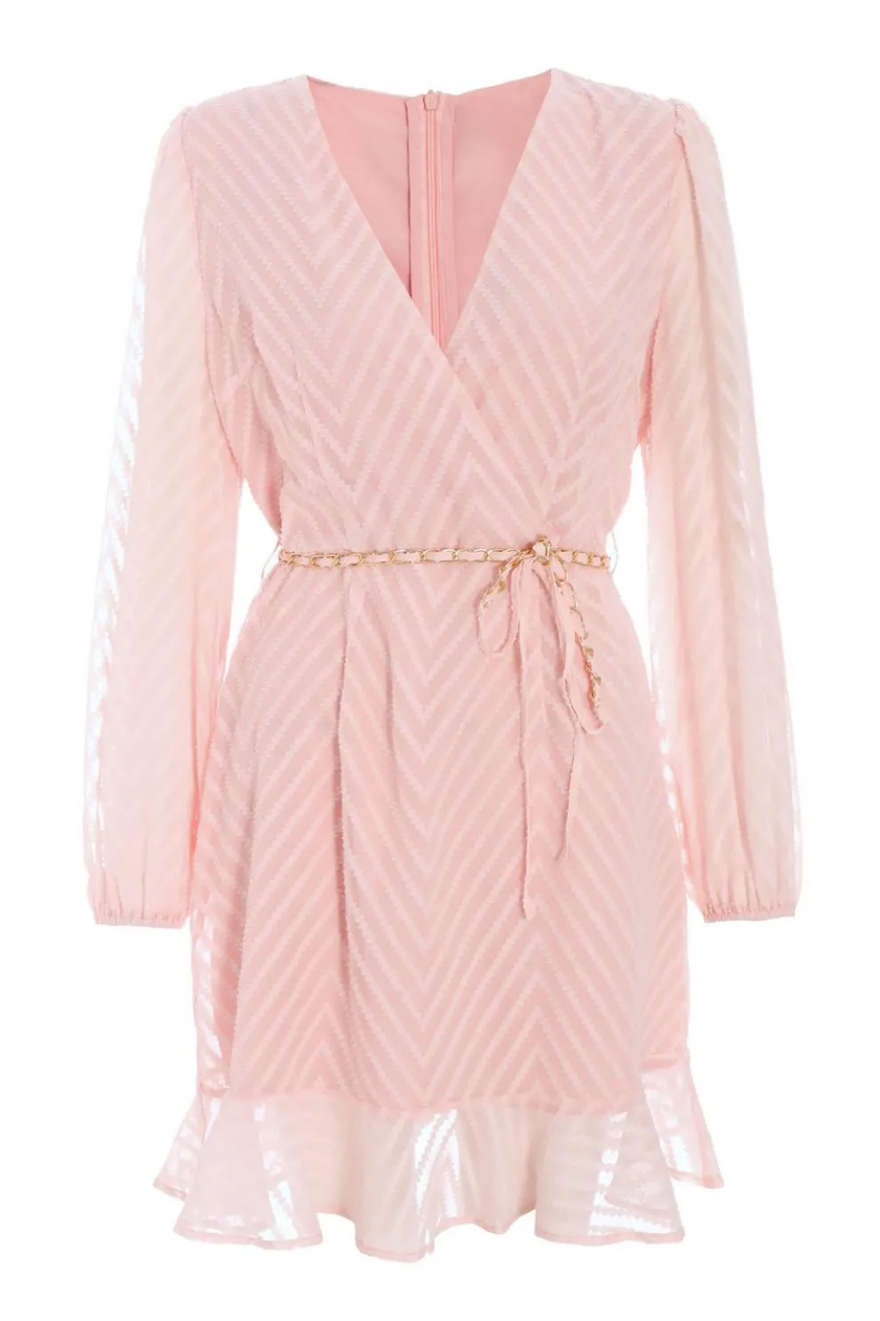 Pink Chevron Skater Mini Dress