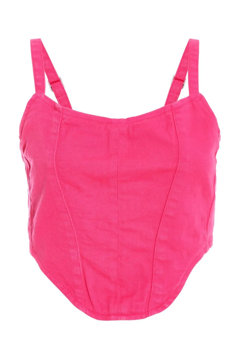 Pink Denim Diamante Corset Top