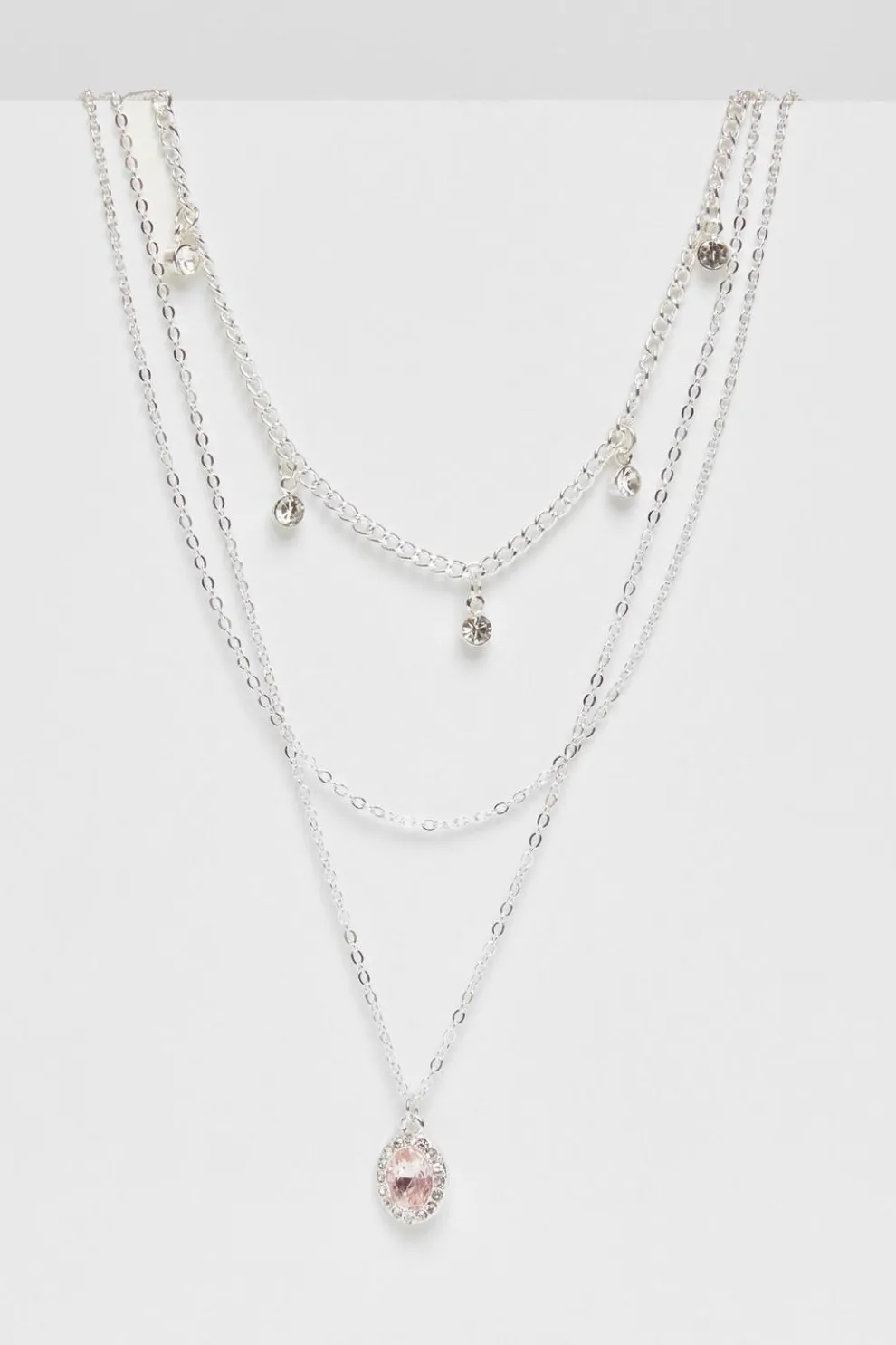 Pink Diamante Jewel Layered Necklace