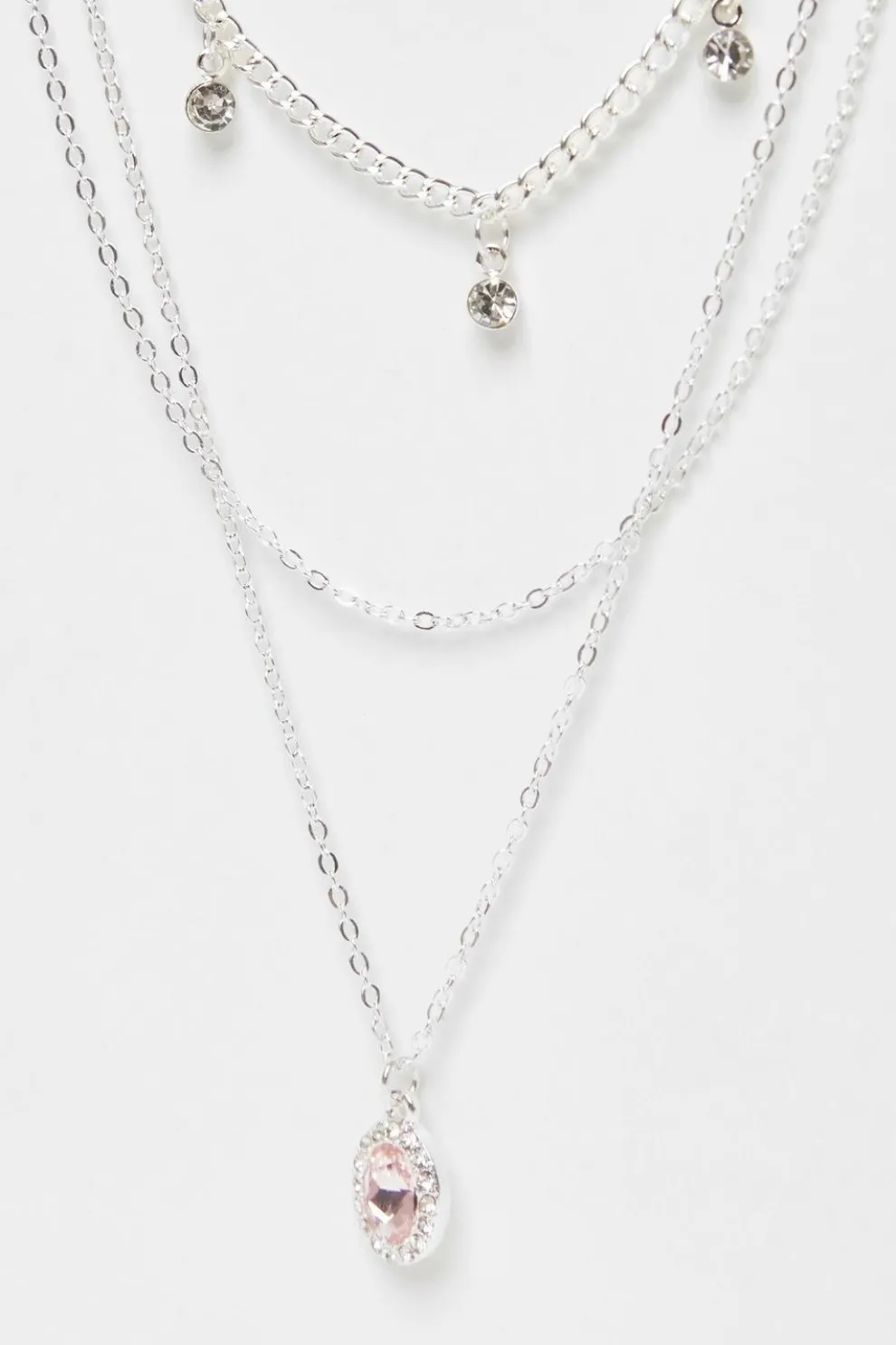 Pink Diamante Jewel Layered Necklace