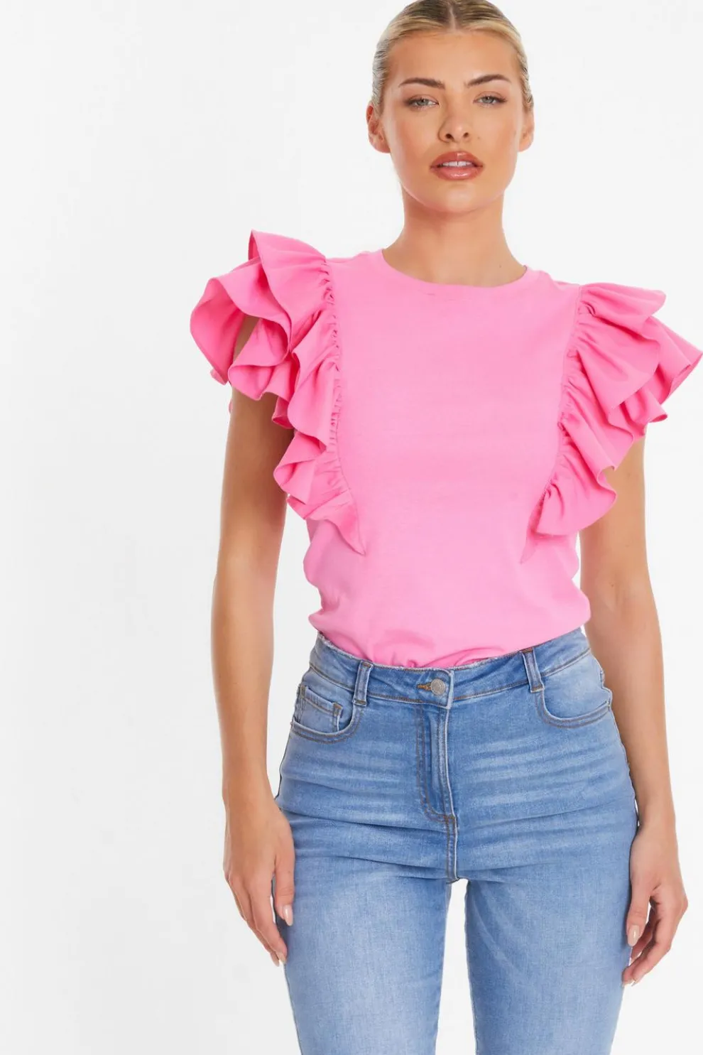Pink Double Frill Sleeve Top