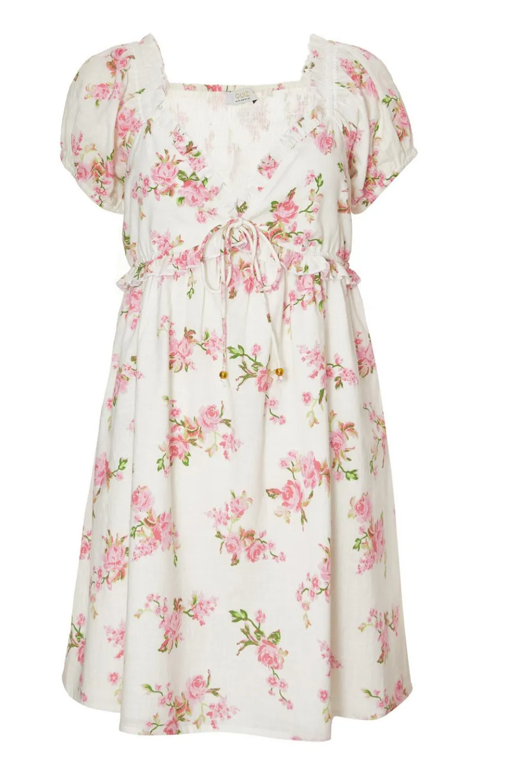 Pink Floral Puff Sleeve Mini Dress