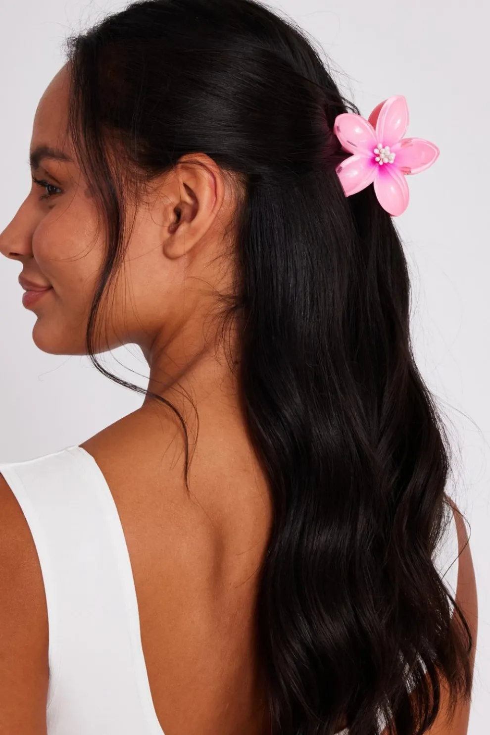 Pink Flower Hair Claw Set