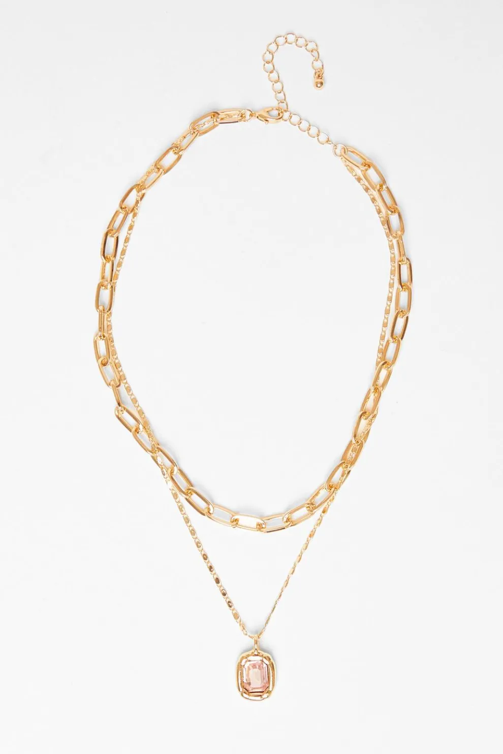 Pink Jewel Layered Necklace