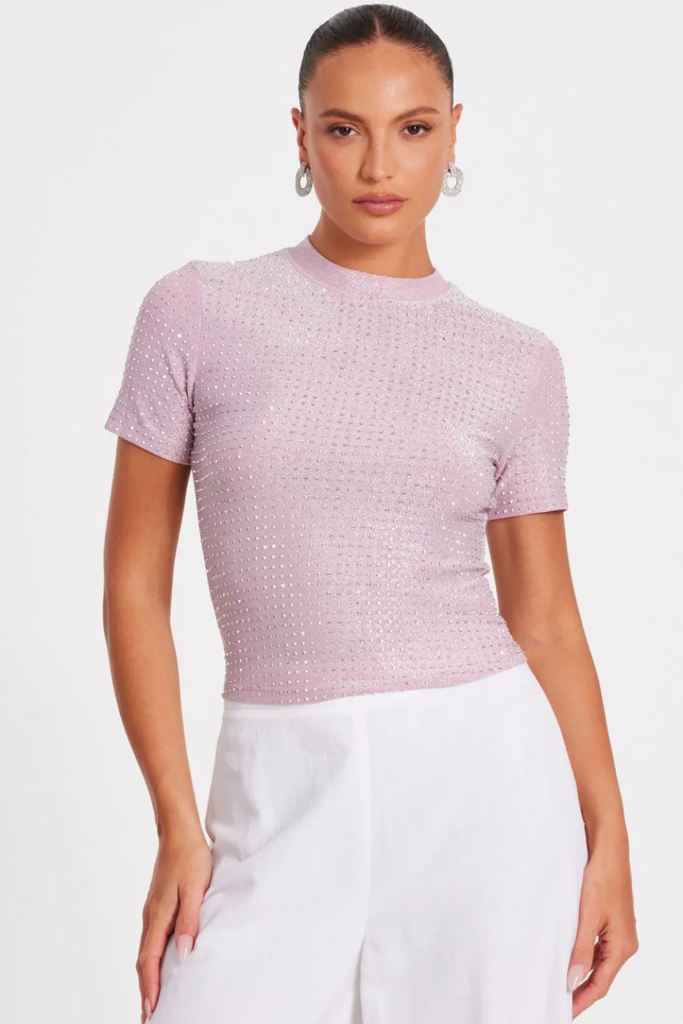 Pink Knit Embellished Top